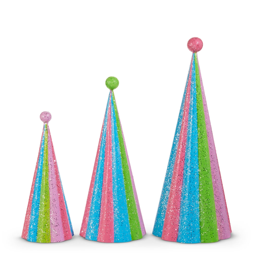 Jolly Striped Metal Trees, Set of 3