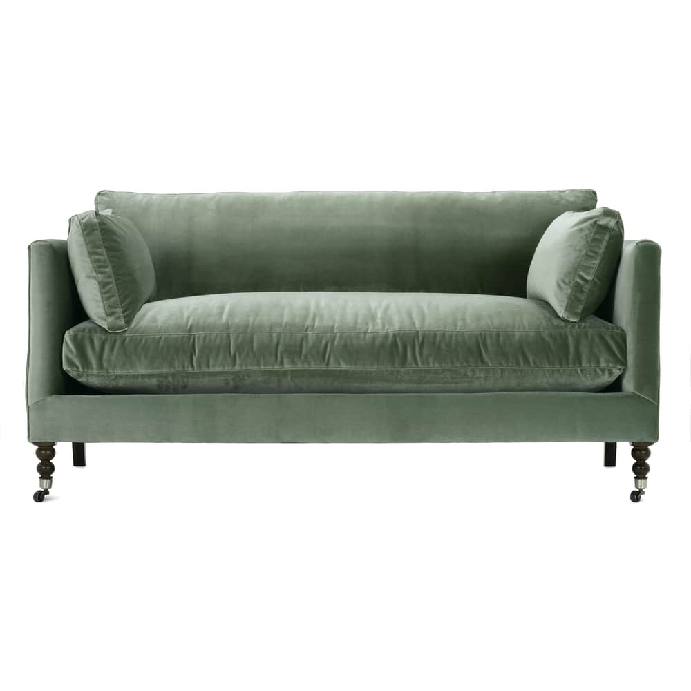 Madeline Sofa, Antiqued Moss Velvet, 71"