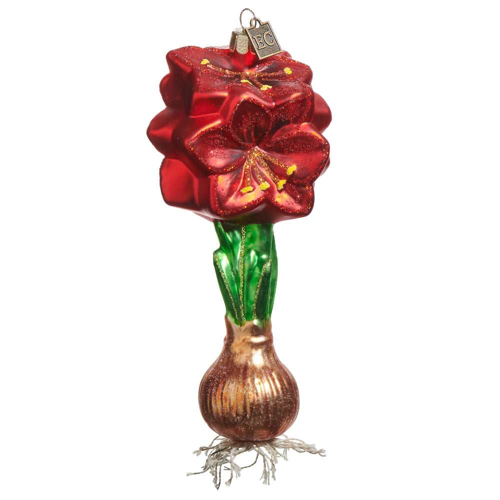 Poppy Red Amaryllis Bulb Ornament