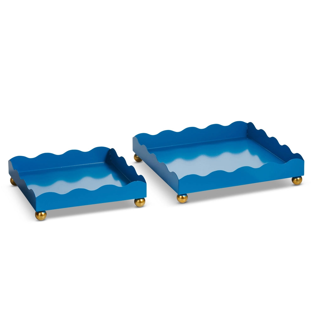 Cottage Scalloped Trays, Set of 2