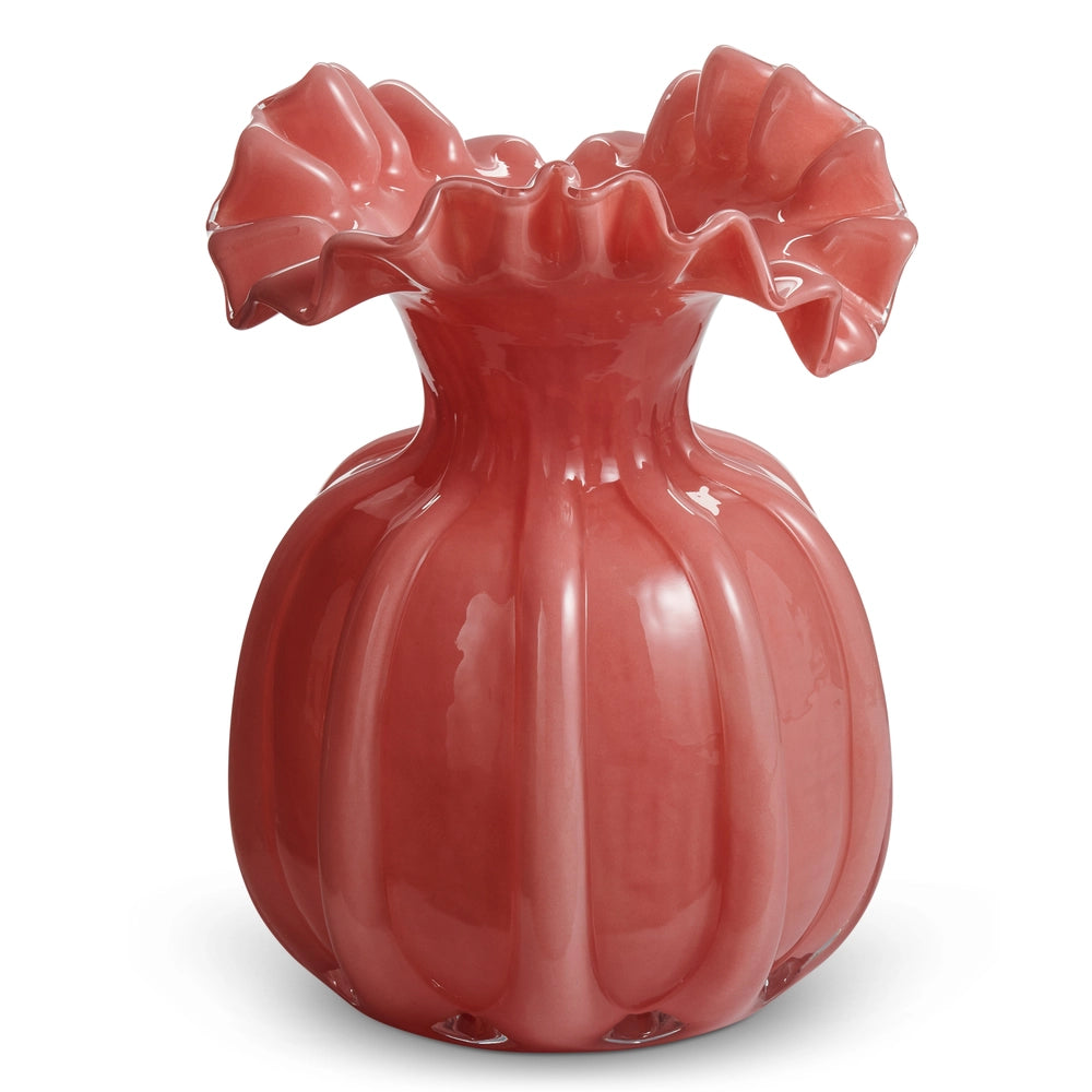 Rosette Large Pink Ruffle Vase, Large