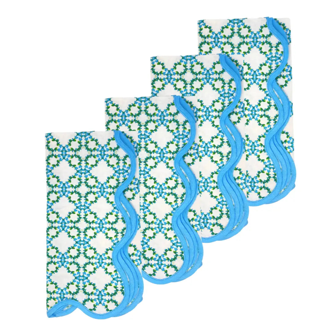 Ski Bunny Scalloped Dinner Napkins, Set of 4