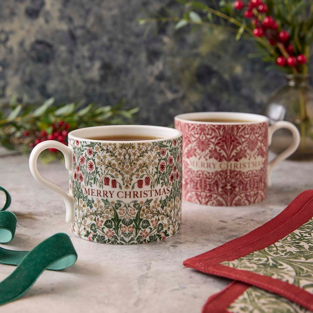 Spode Morris & Co. Bluebell & Blackthorn Mugs, Set of 2