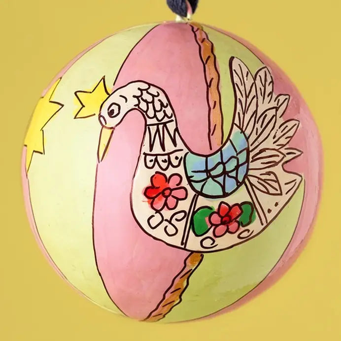 Swan Carousel Handpainted Ornament