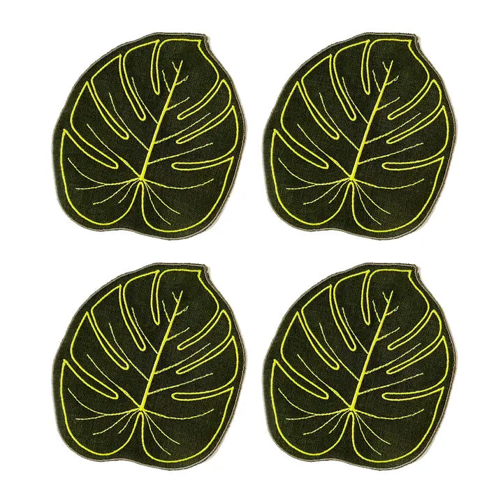 Monstera Leaf Cocktail Napkins, Set of 4