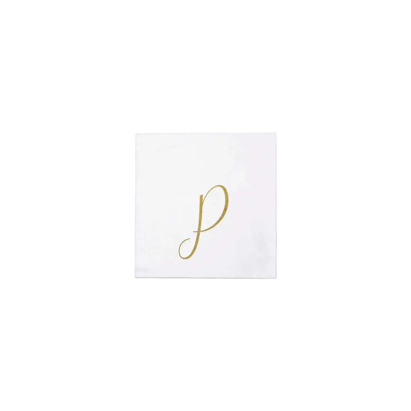 Vietri Papersoft Gold Monogram Cocktail Napkins, P