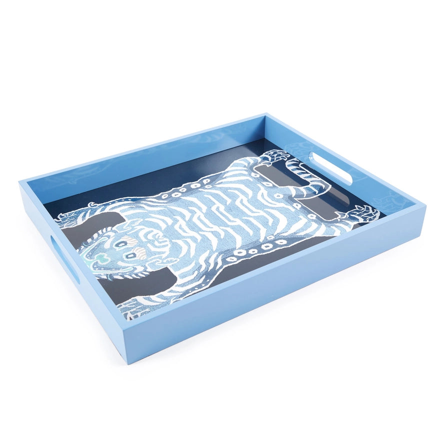 Tiger Rectangular Lacquer Tray – Marine