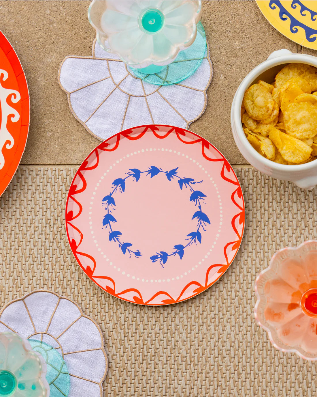 Fête Dinner Paper Plate Set, Sunset Spritz