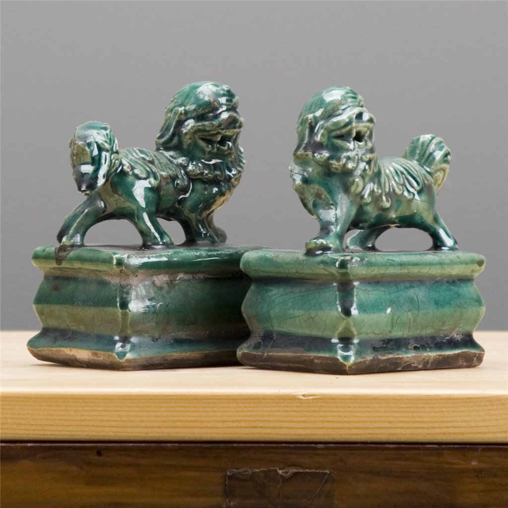 Les Small Green Foo Dogs, Pair