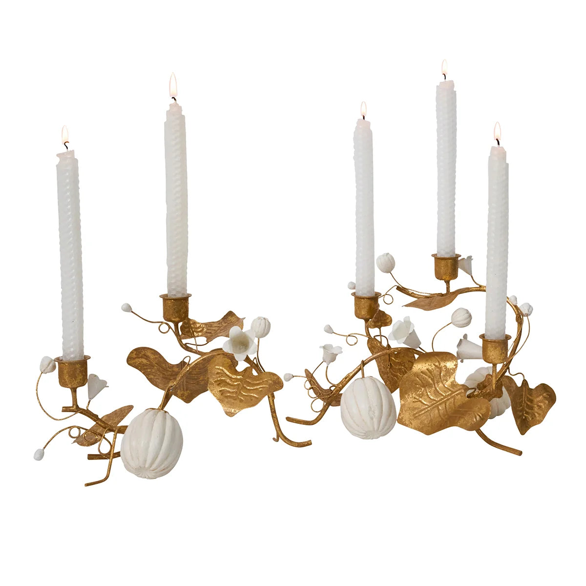 Juliska Forest Walk Pumpkin & Vine Double Candlestick Holder, Gold
