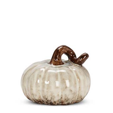 Ivory Ceramic Pumpkin, Mini