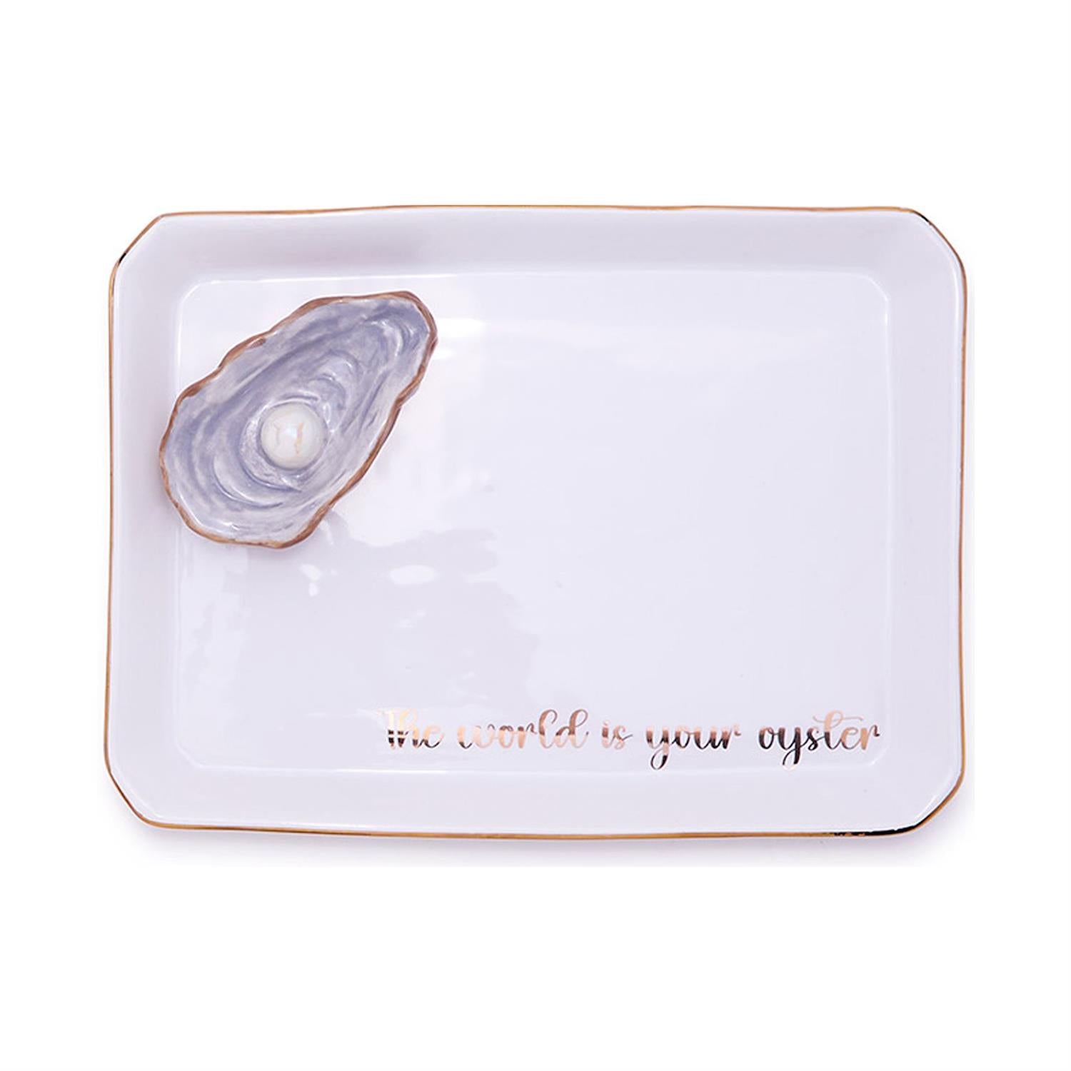 Oyster Icon Trinket Tray with Saying in Gift Box