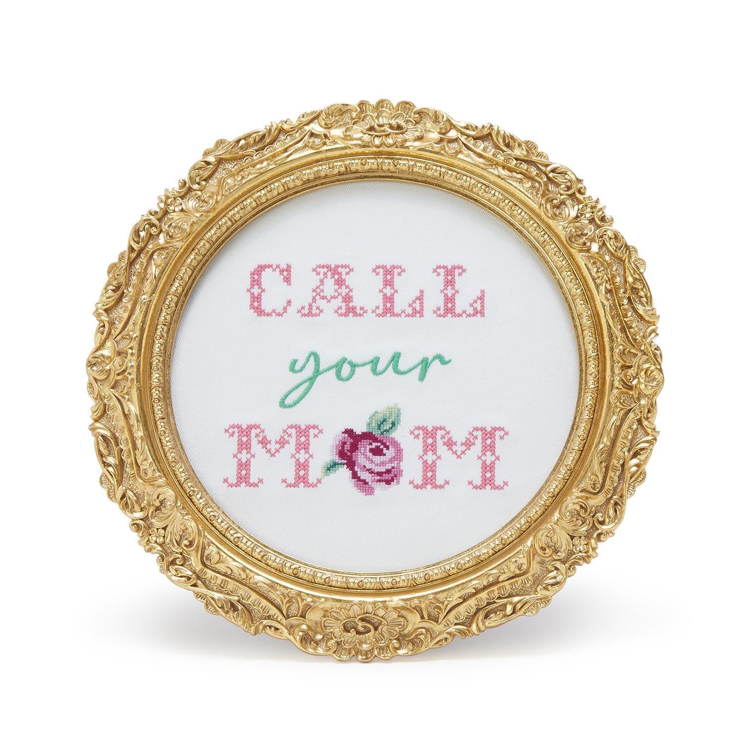 Call Mom Framed Cross Stich