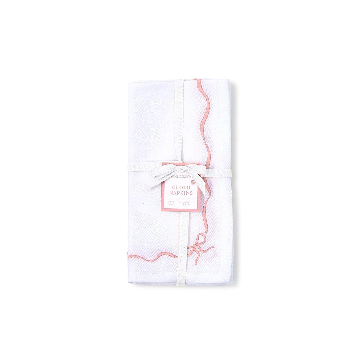 Bow-tiful Embroidered Dinner Napkins, Set of 4