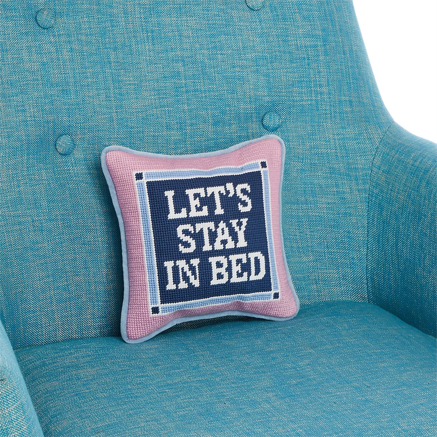 Let's Stay In Bed Needlepoint Pillow