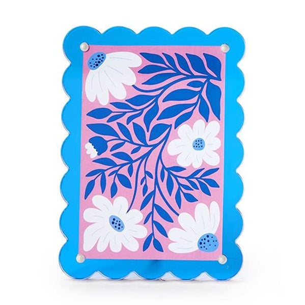 Scalloped Acrylic Photo Frame, 4 x 6, Blue