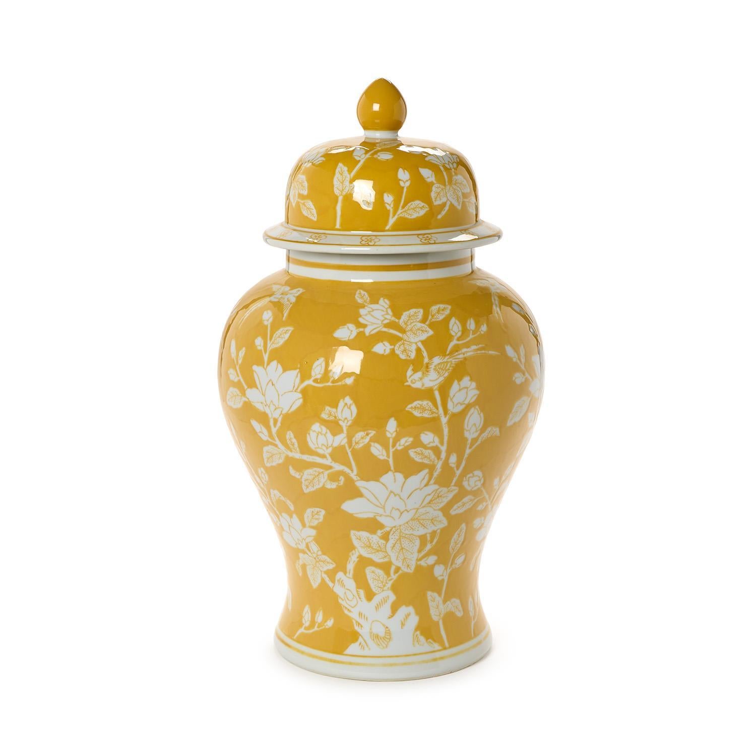 Bernice Temple Jar, Yellow & White