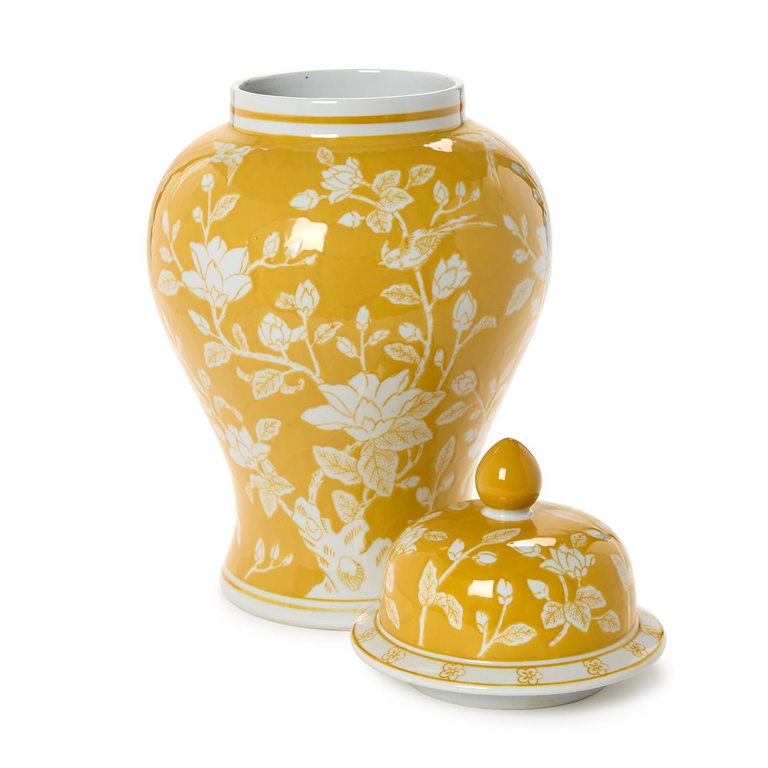 Bernice Temple Jar, Yellow & White