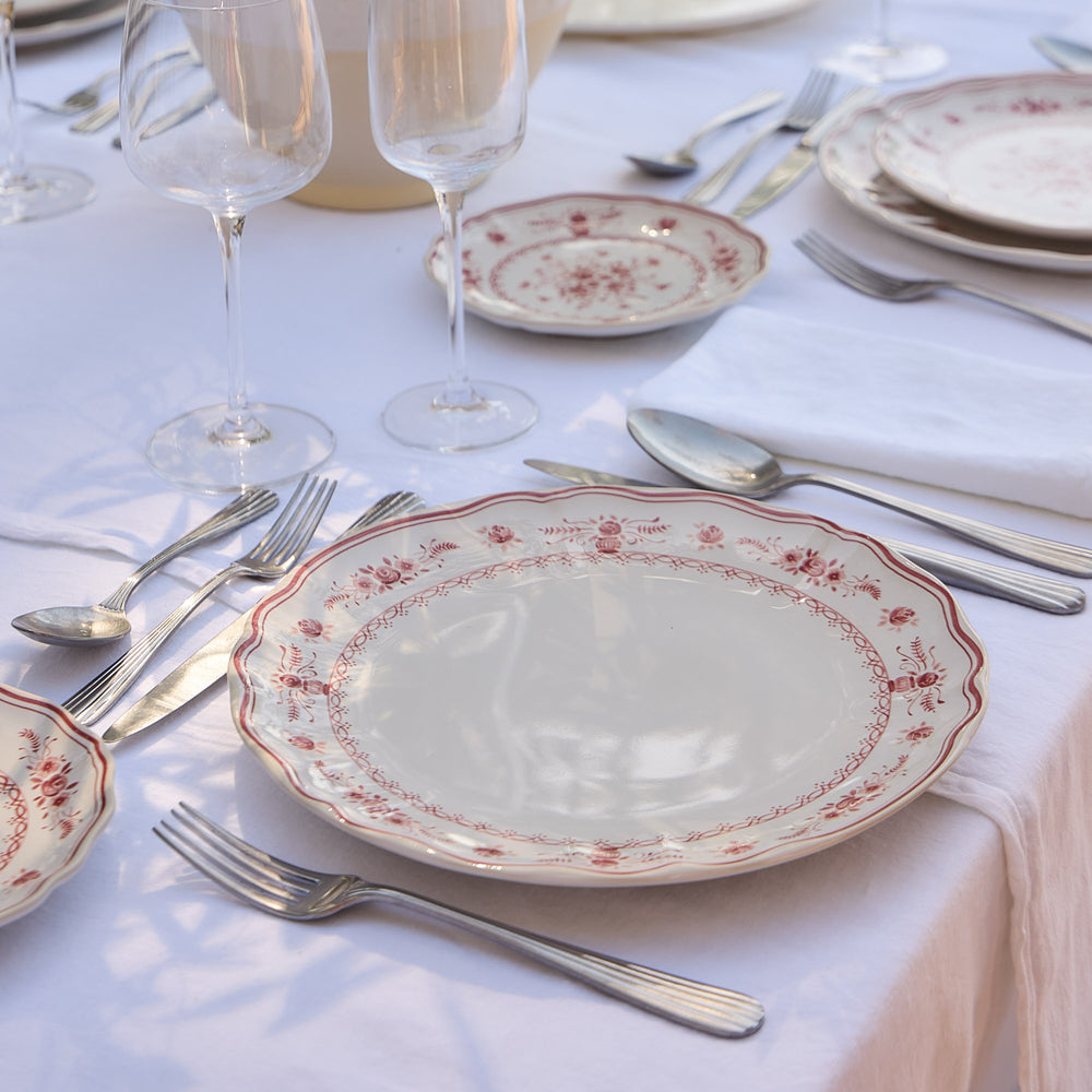 Costa Nova Vila Dinner Plate, White & Red