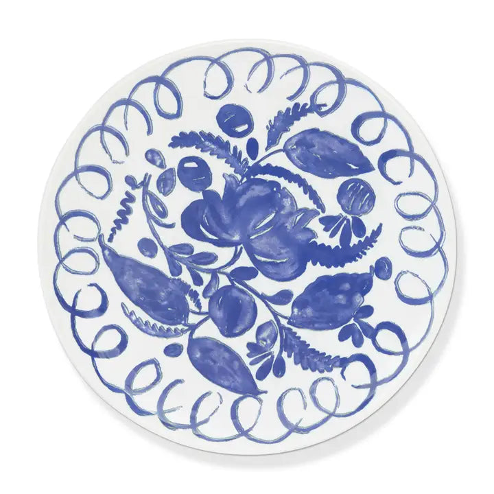 Amalfi Dessert Plate, White & Blue