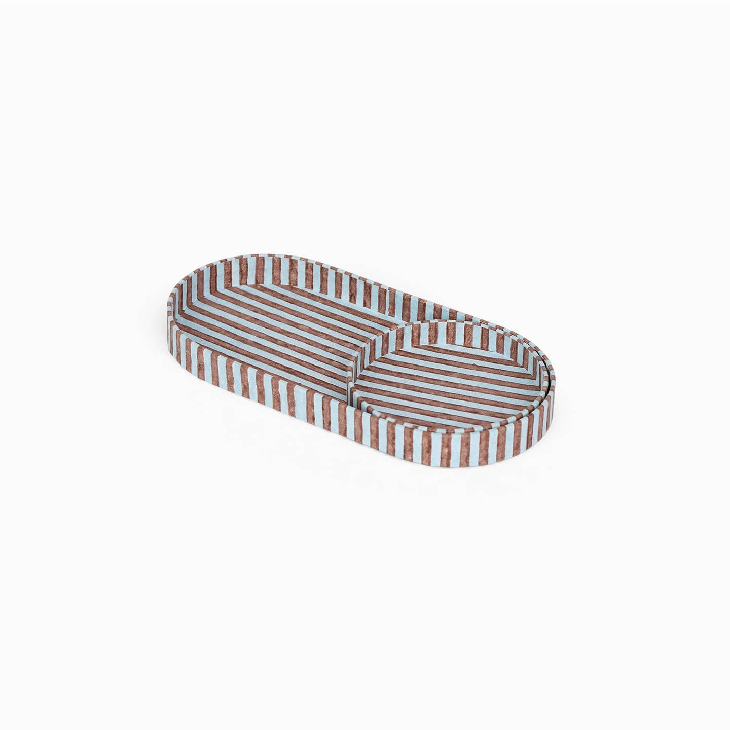 Shayla Stripe Trays, Blue, Set of 2
