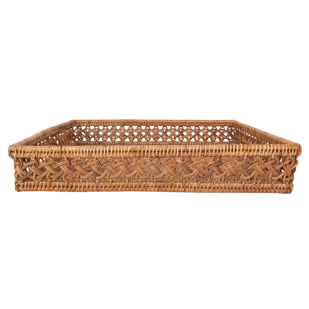Enid Square Rattan Tray, Large