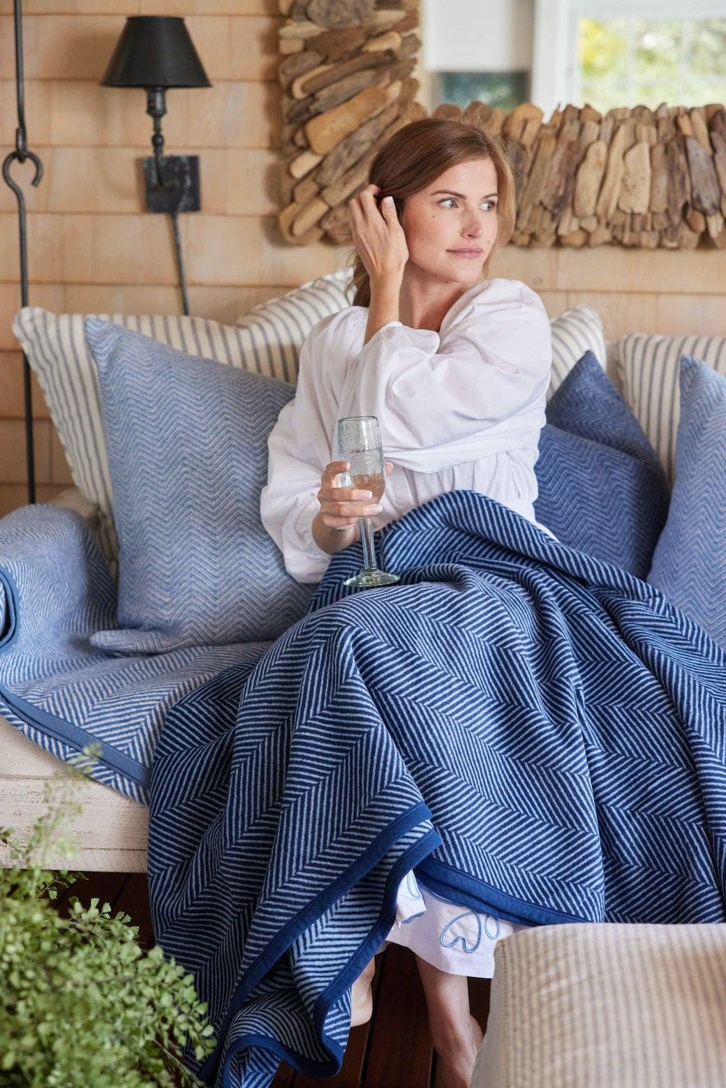 Harborview Herringbone Navy Blanket, Original
