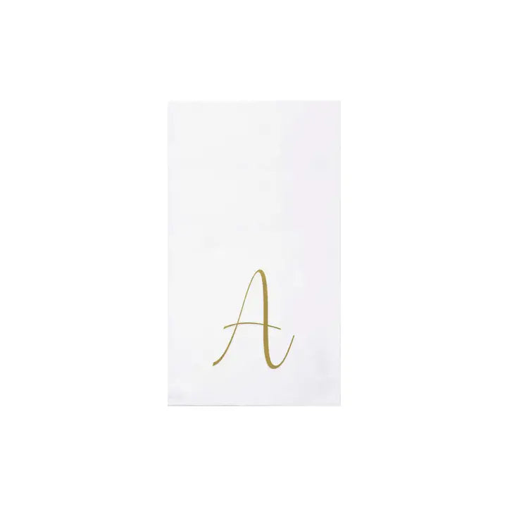 Vietri Papersoft Gold Monogram Guest Towel Napkins, A