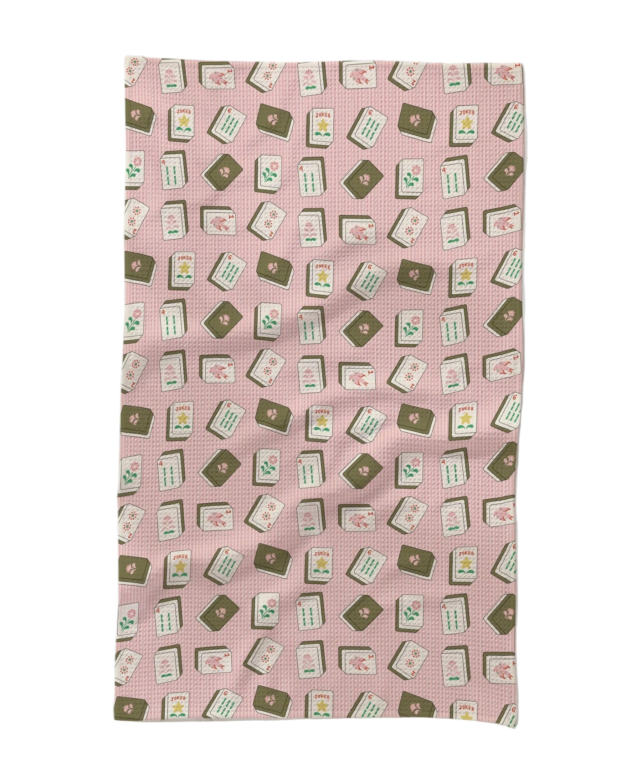 Flower Tiles Tea Towel, Pink