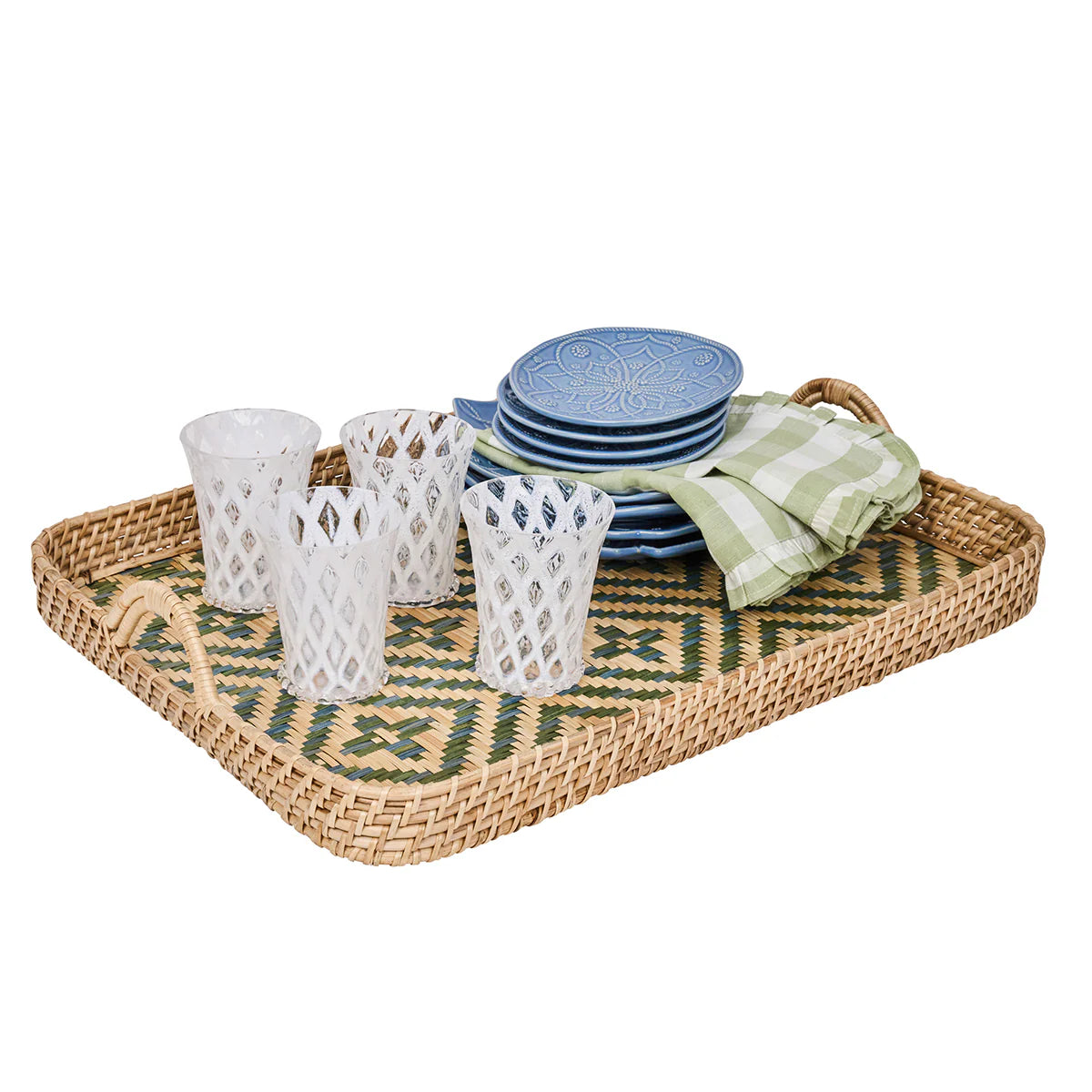 Juliska 18" Chambray Tray, Seville Blue