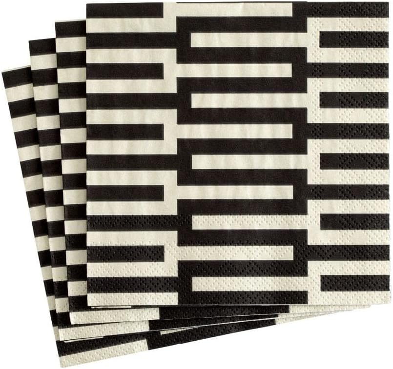 Caspari Zipper Cocktail Napkins, Black