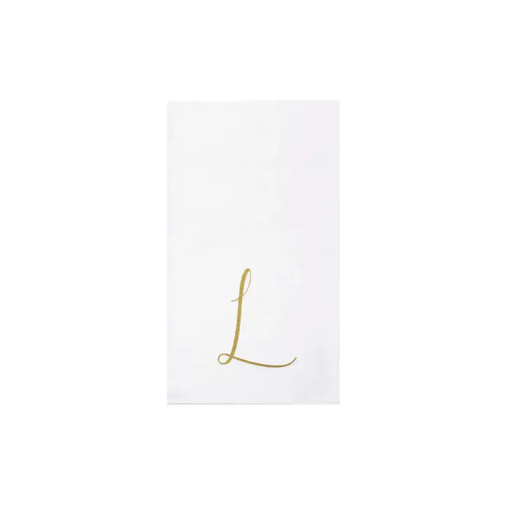 Vietri Papersoft Gold Monogram Guest Towel Napkins, L