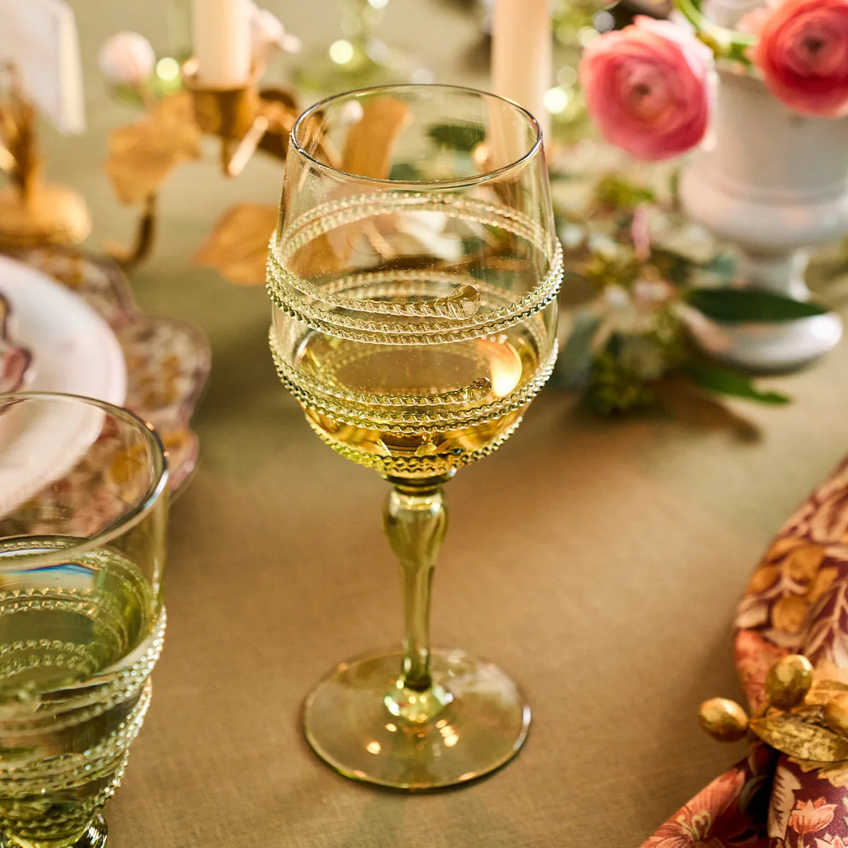 Juliska Ella Wine Glass, Green