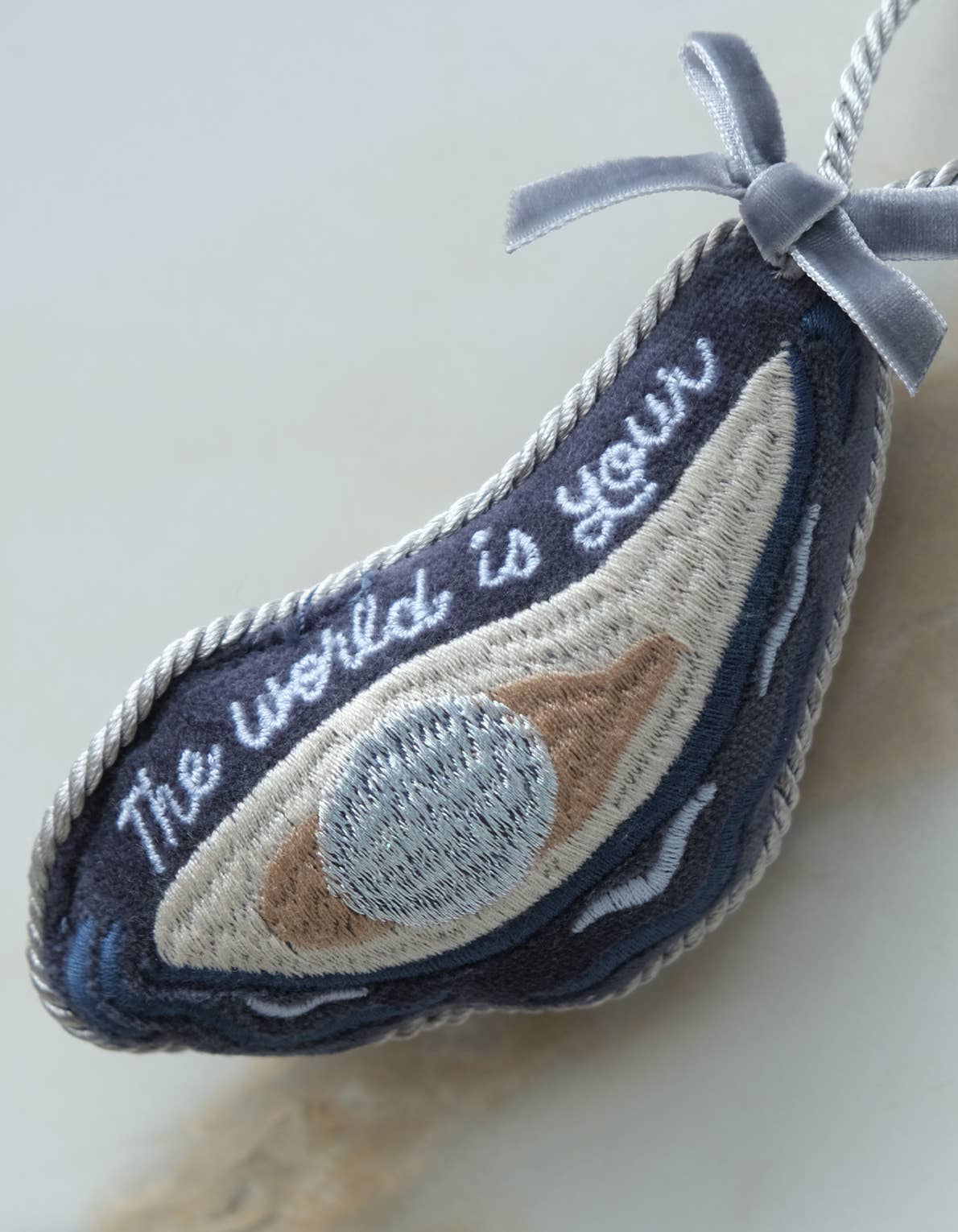 Velvet Embroidered Oyster Ornament