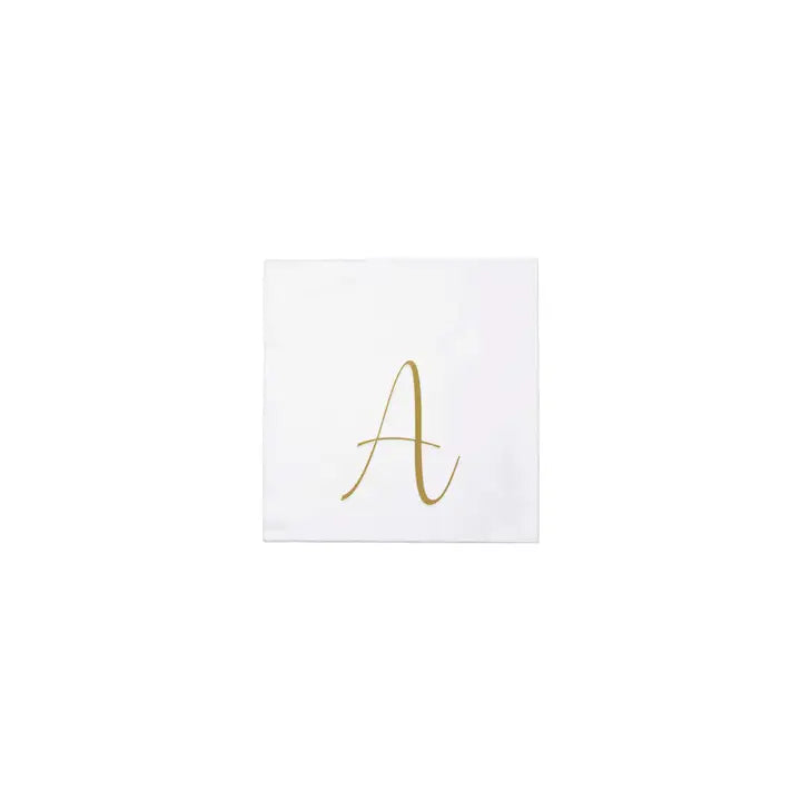 Vietri Papersoft Gold Monogram Cocktail Napkins, A