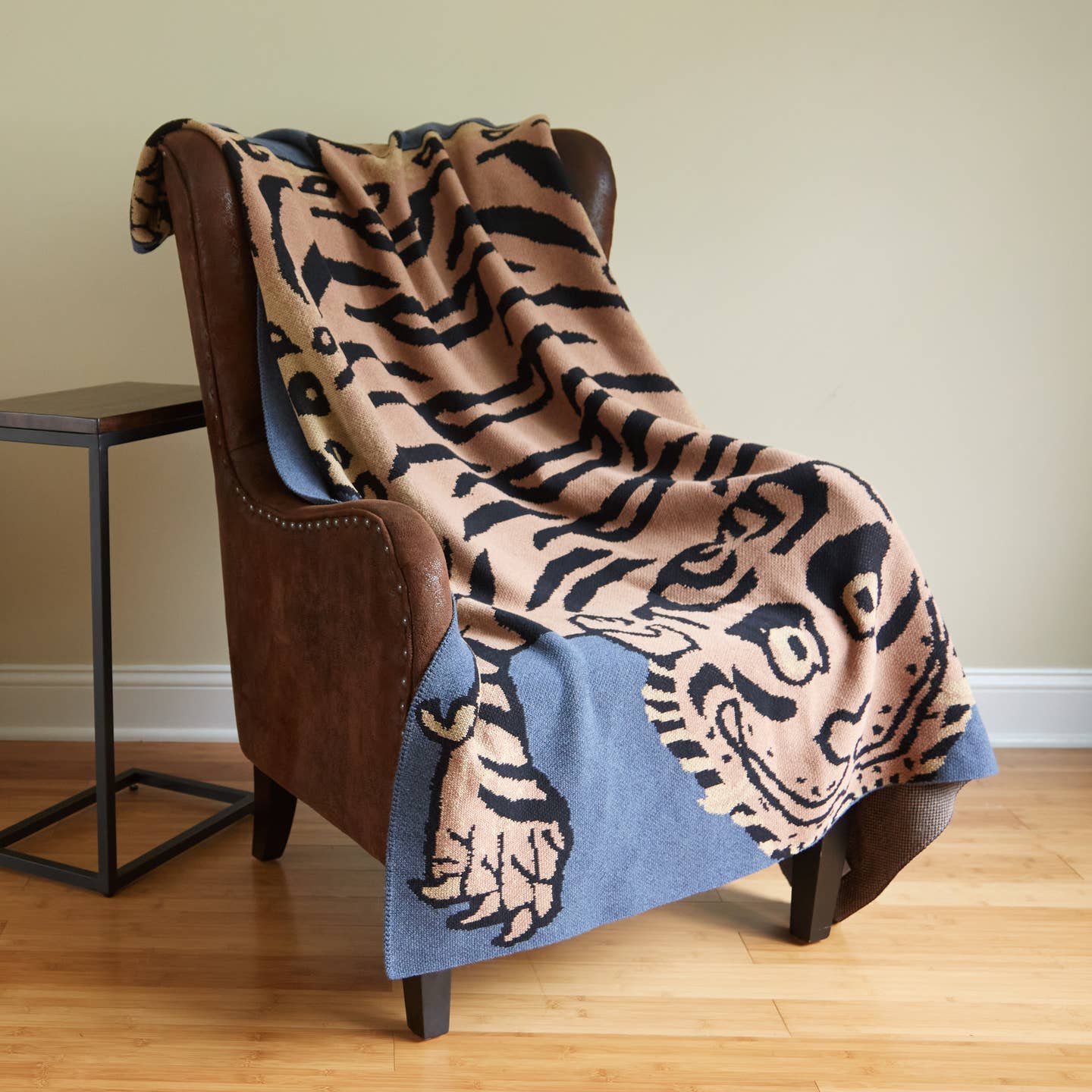 Tibetan Tiger Throw, Blue