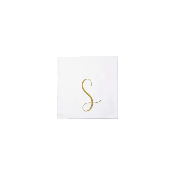 Vietri Papersoft Gold Monogram Cocktail Napkins, S