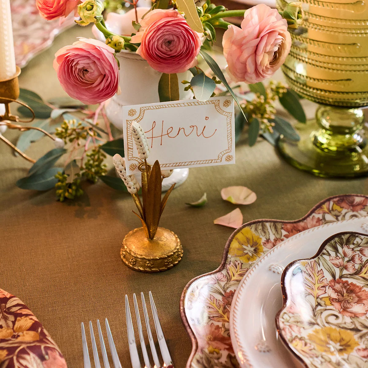 Juliska Forest Walk Wheat Place Card Holder, Gold