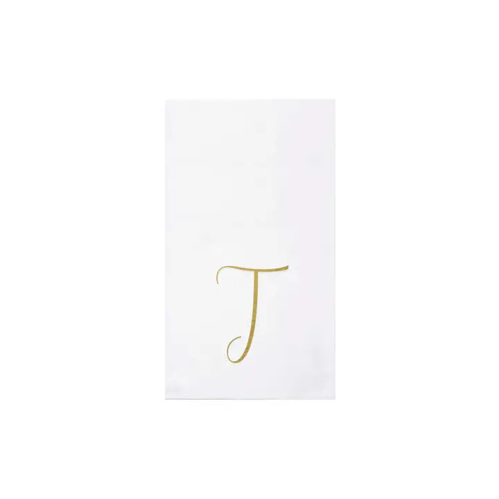 Vietri Papersoft Gold Monogram Guest Towel Napkins, T