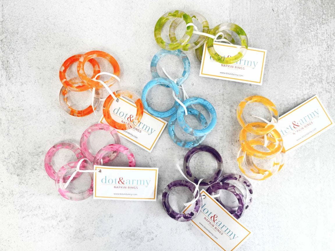 Napkin Rings, Set of Four, Fruit Salad Tangerine