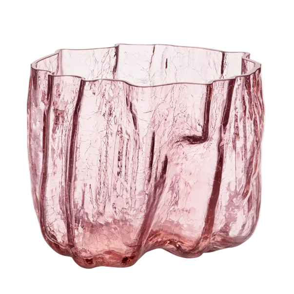 Crackle Vase Pink Low