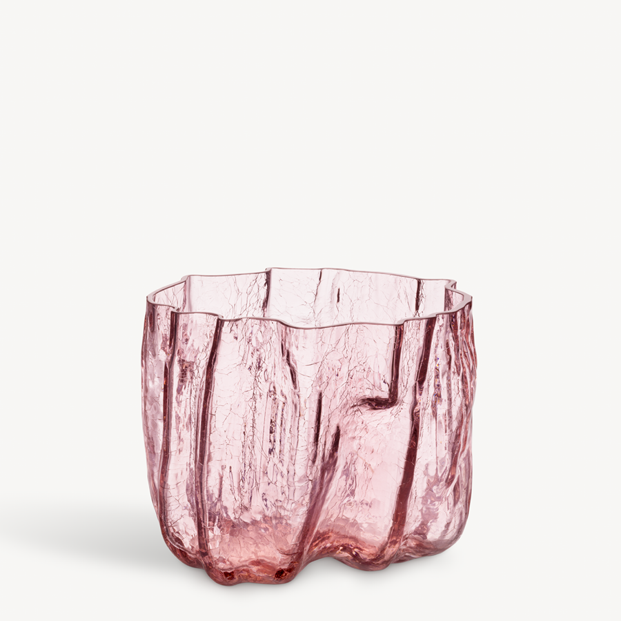 Crackle Vase Pink Low