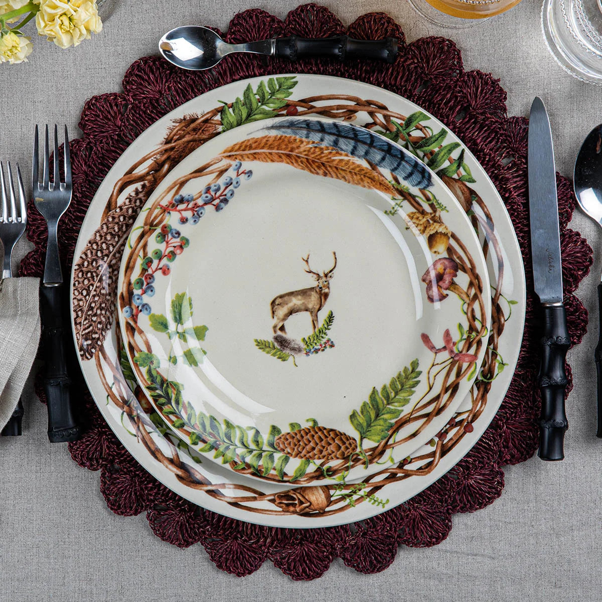 Juliska Forest Walk Animal Dessert/Salad Assorted Plates, Set of 4