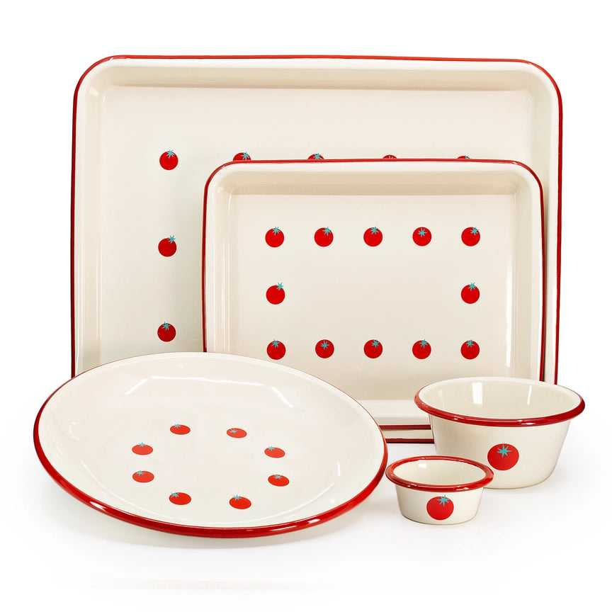 Dan Pelosi X CCH Tomato Small Rectangle Tray, Red Rim