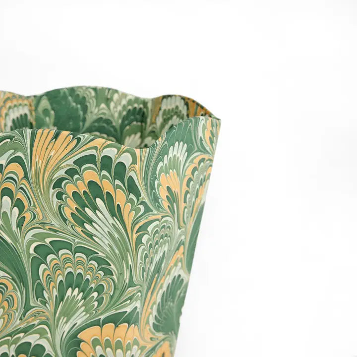 Hayes Marbled Scalloped Basket, Peacock Green