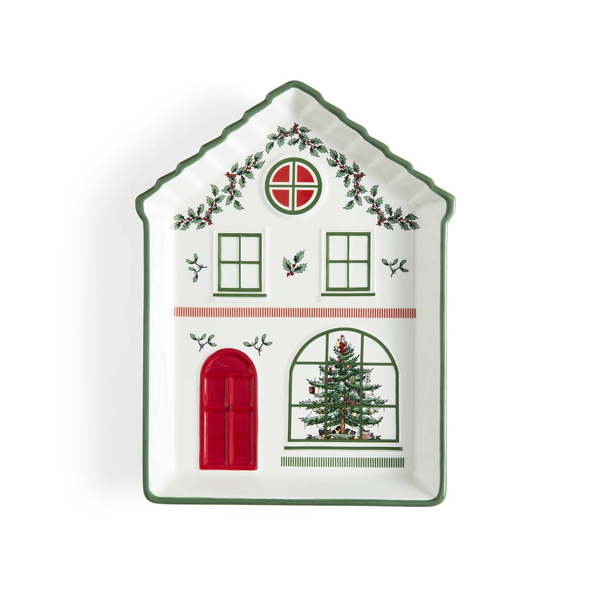 Spode Christmas Tree Village Greeen Tidbit Tray