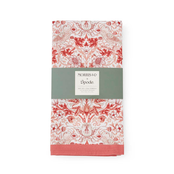Morris & Co. Strawberry Thief Tea Towels, Set of 2 - Hunt and Bloom