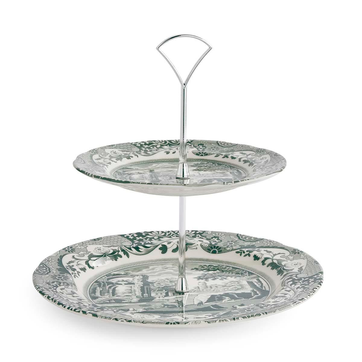 Spode Heritage Green Italian 2 Tier Cake Stand