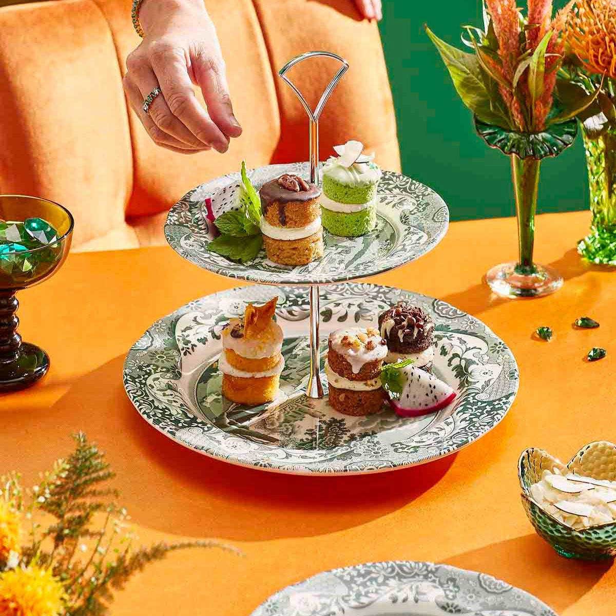Spode Heritage Green Italian 2 Tier Cake Stand