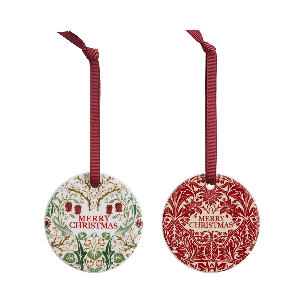 Spode Morris & Co. Bluebell & Blackthorn Ornaments, Set of 2